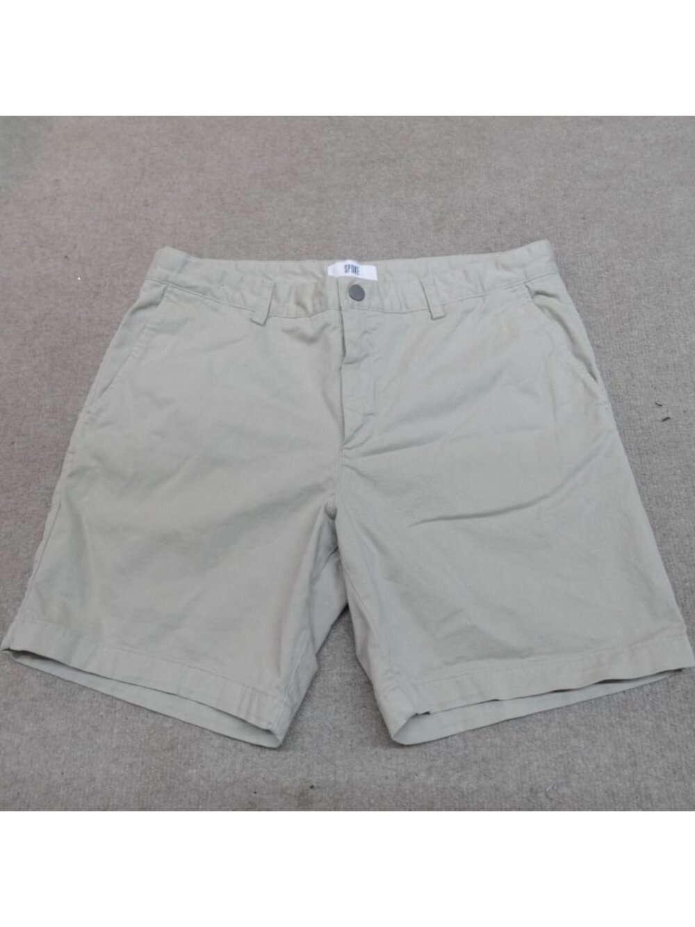 Spoke Shorts 34 Beige Solid Cotton Blend Chino 6.5" Build B